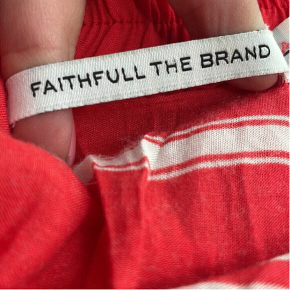 Revolve faithful the brand off the shoulder striped shirt roll up sleeve sz lg - Picture 4 of 14